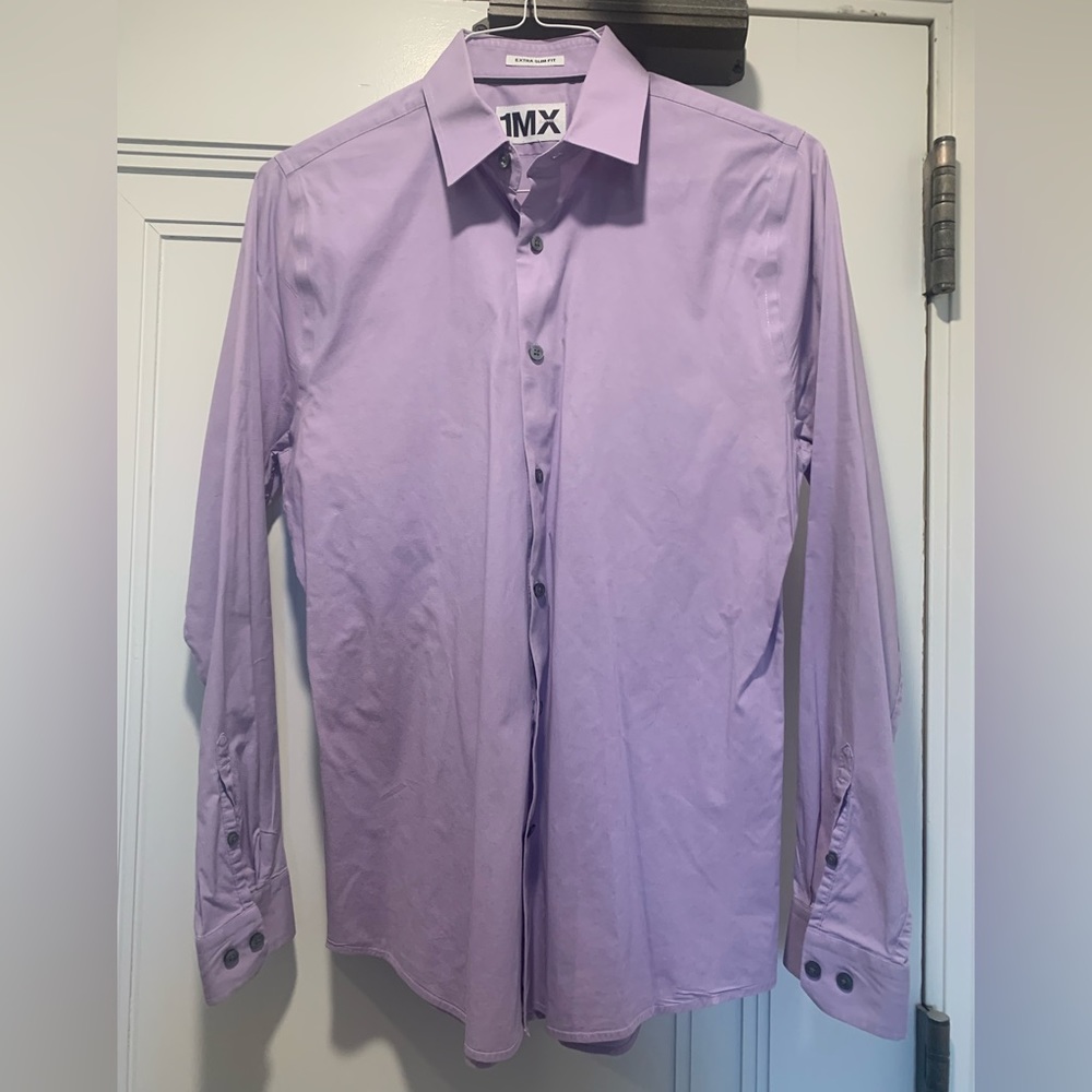 Express shirt neck size 15-15 1/2, M, extra slim fit. Lavendar.
